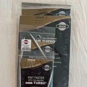 Addi Turbo circular knitting needles. Various sizes.